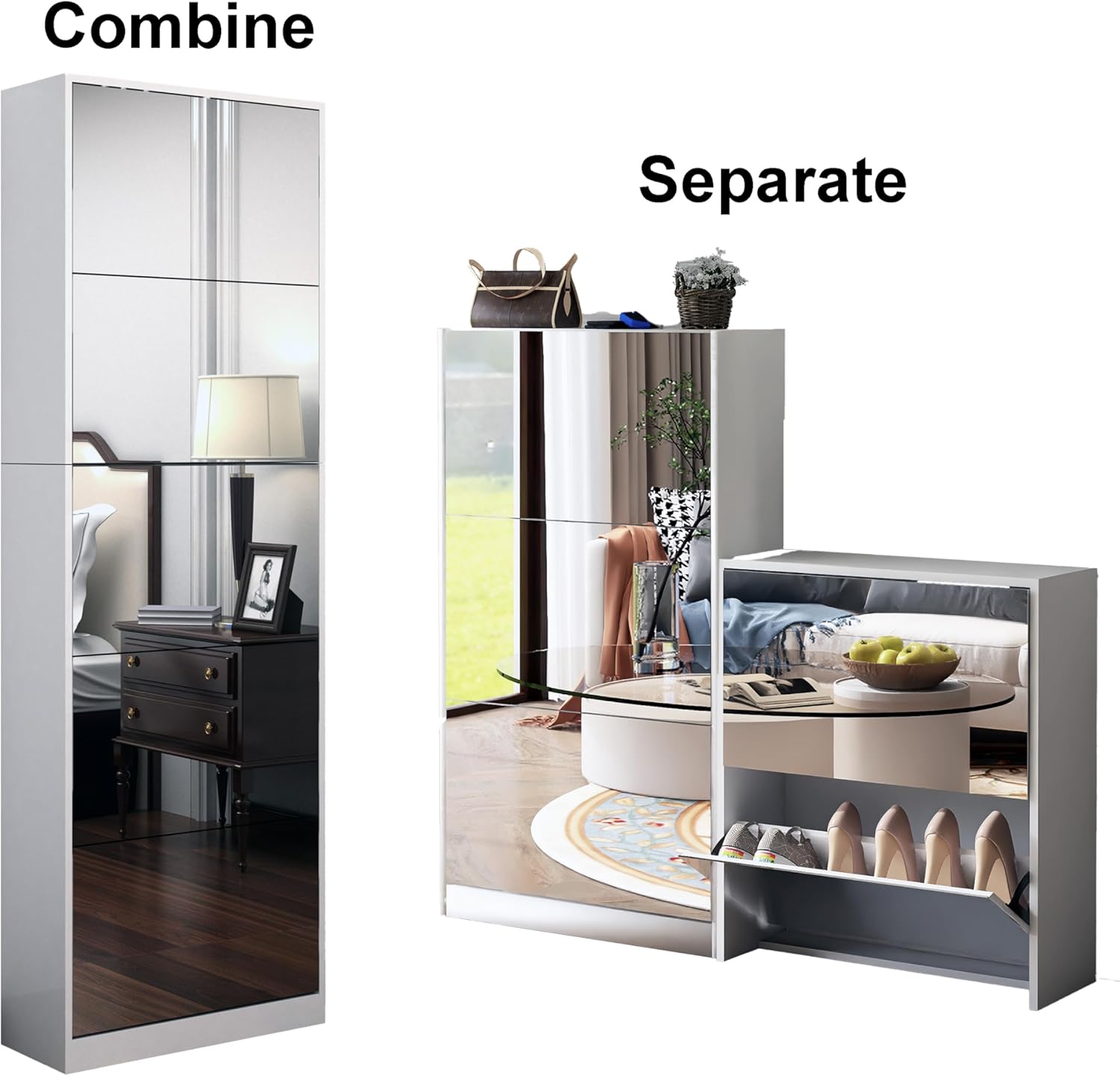 خزانة أحذية مع مرآة طولية