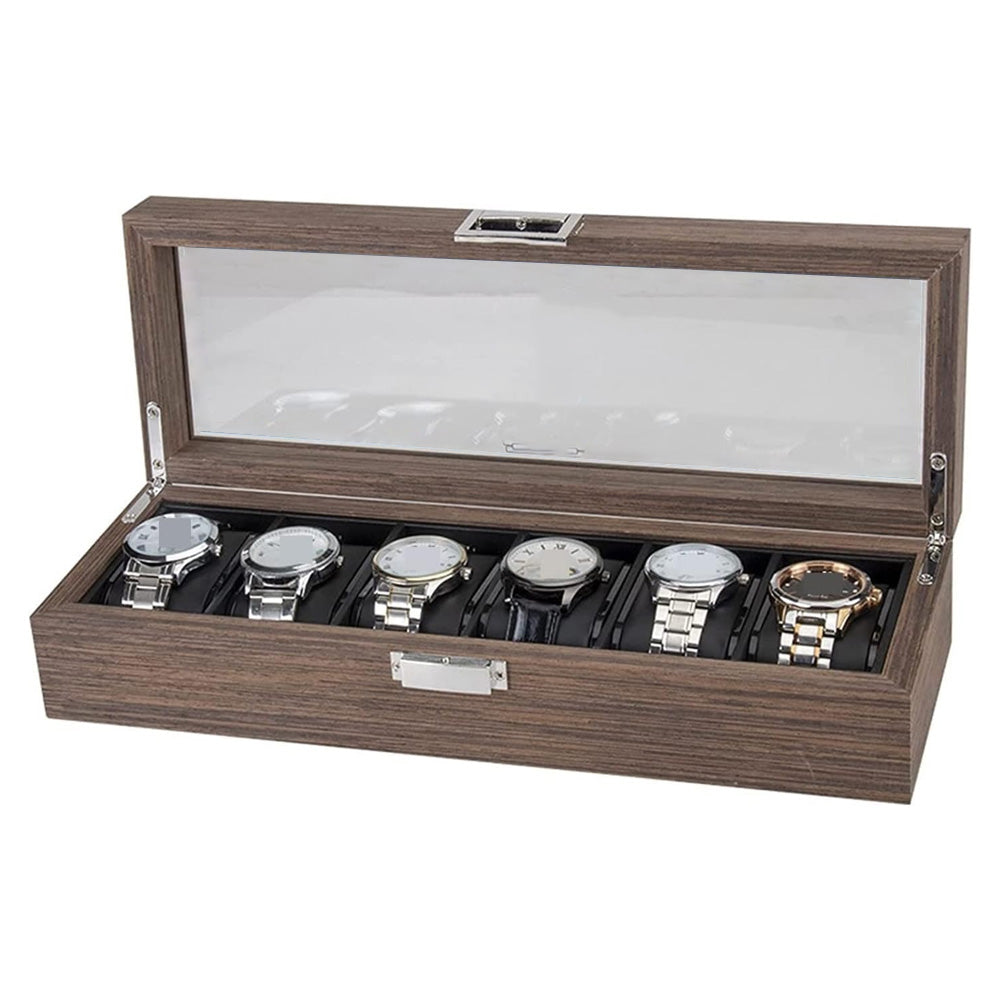 منظم عرض الساعات الخشبي الأنيق