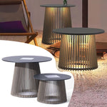 طاولة معدنية بإضاءة طاقة شمسية