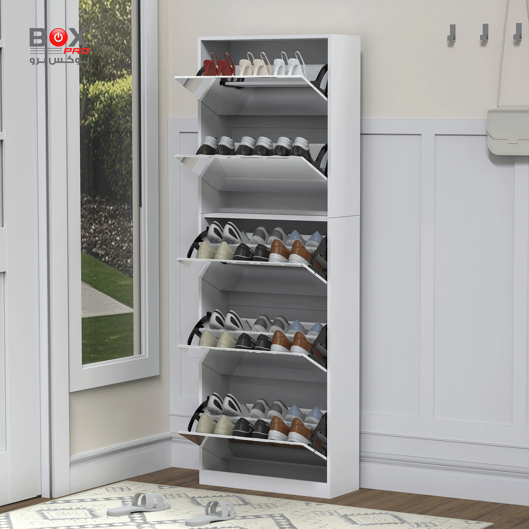 خزانة أحذية مع مرآة طولية