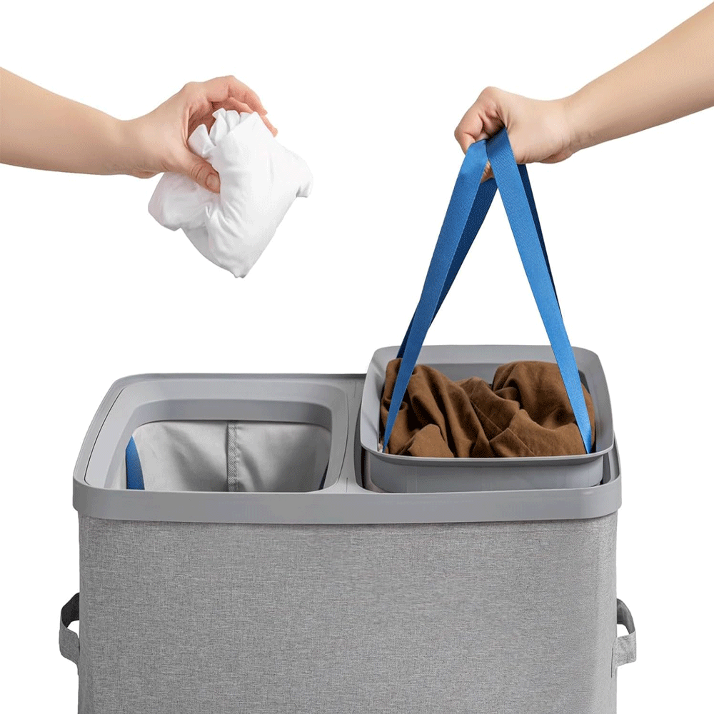 سلة غسيل 2فتحة/2حقيبة تخزين