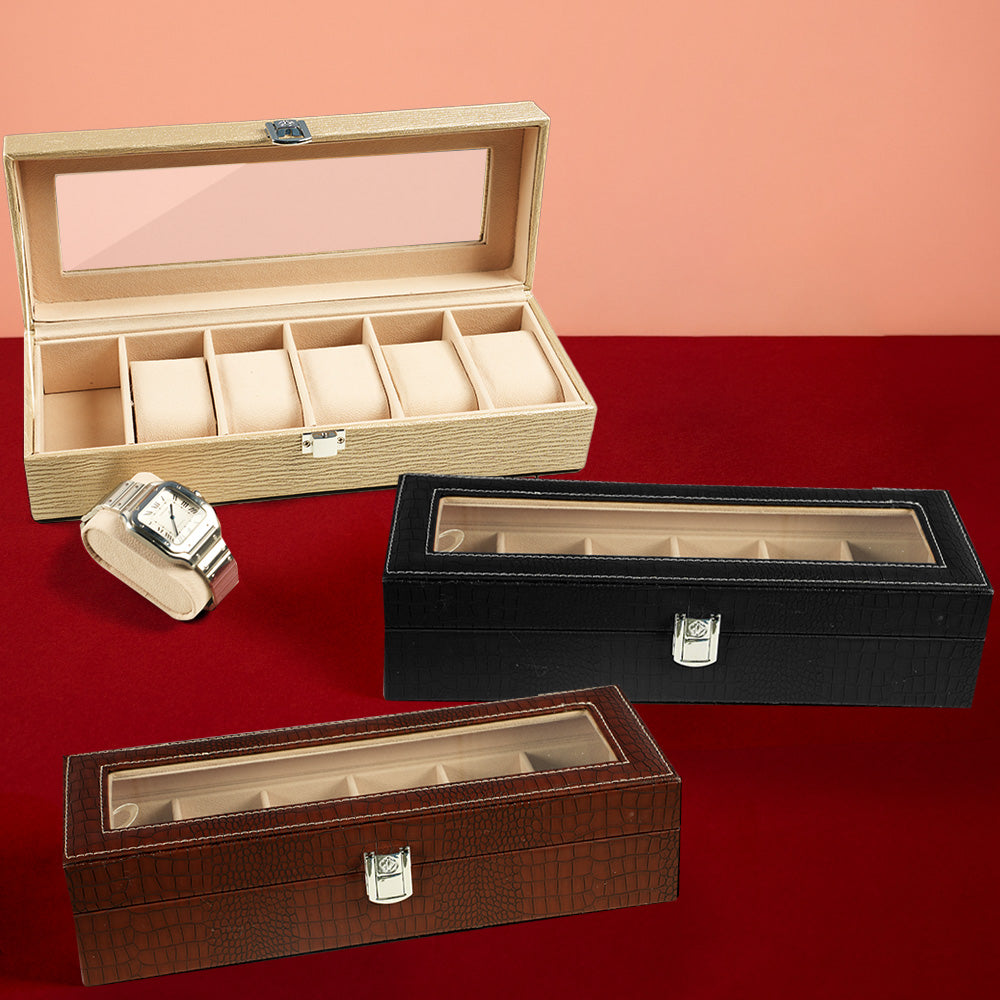 صندوق ساعات جلدي فاخر