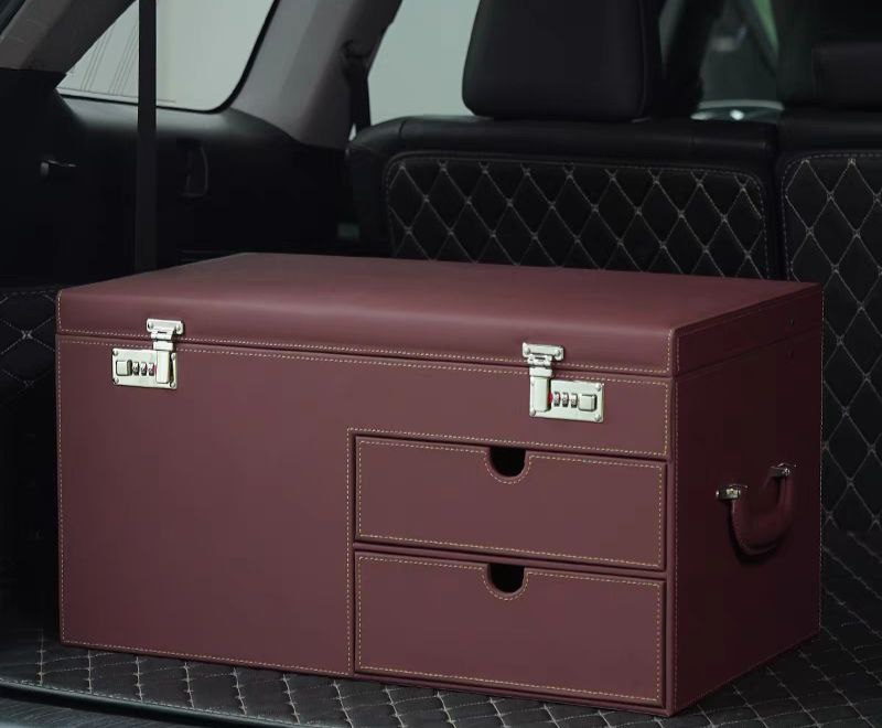 صندوق تخزين جلدي بقفل متعدد الأغراض