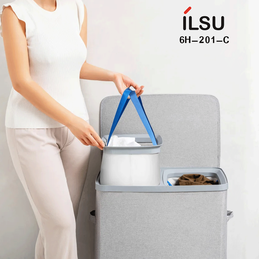 سلة غسيل 2فتحة/2حقيبة تخزين