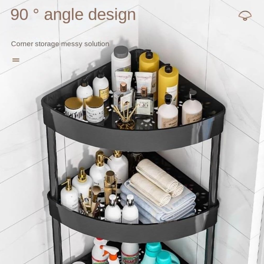 رف تخزين زاوية متعددة الطوابق بعجلات