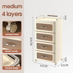 طاولة جانبية بلاستيكية حديثة باللون البني مع أبواب شفافة ودرج بلاستيكي مرن