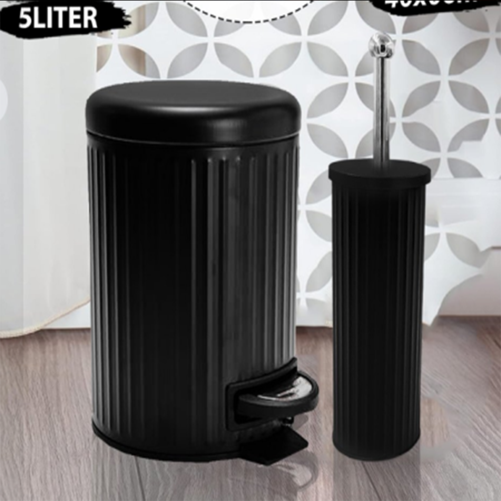 طقم سلة مهملات وفرشاة مرحاض