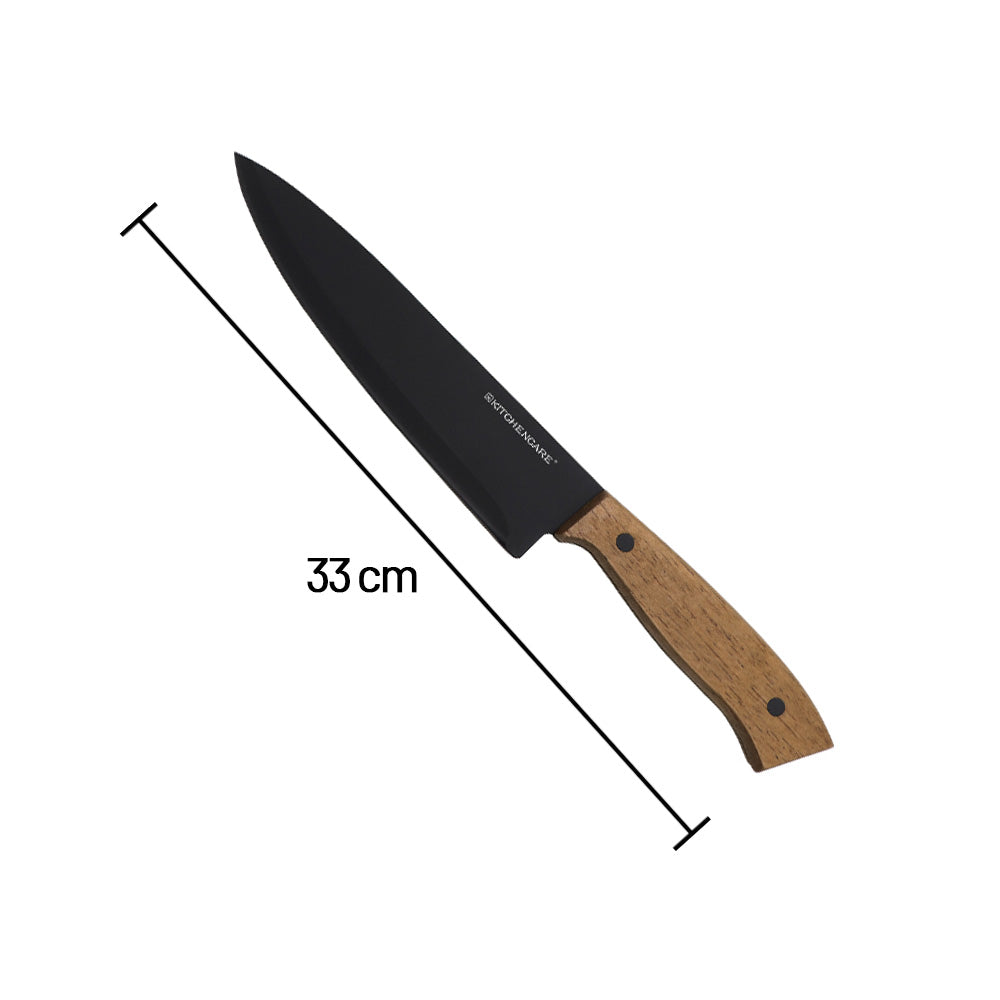 سكين طاهي من الفولاذ المقاوم للصدأ باللون الأسود 33 سم