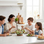 وعاء زجاجي مع صينية خشبية