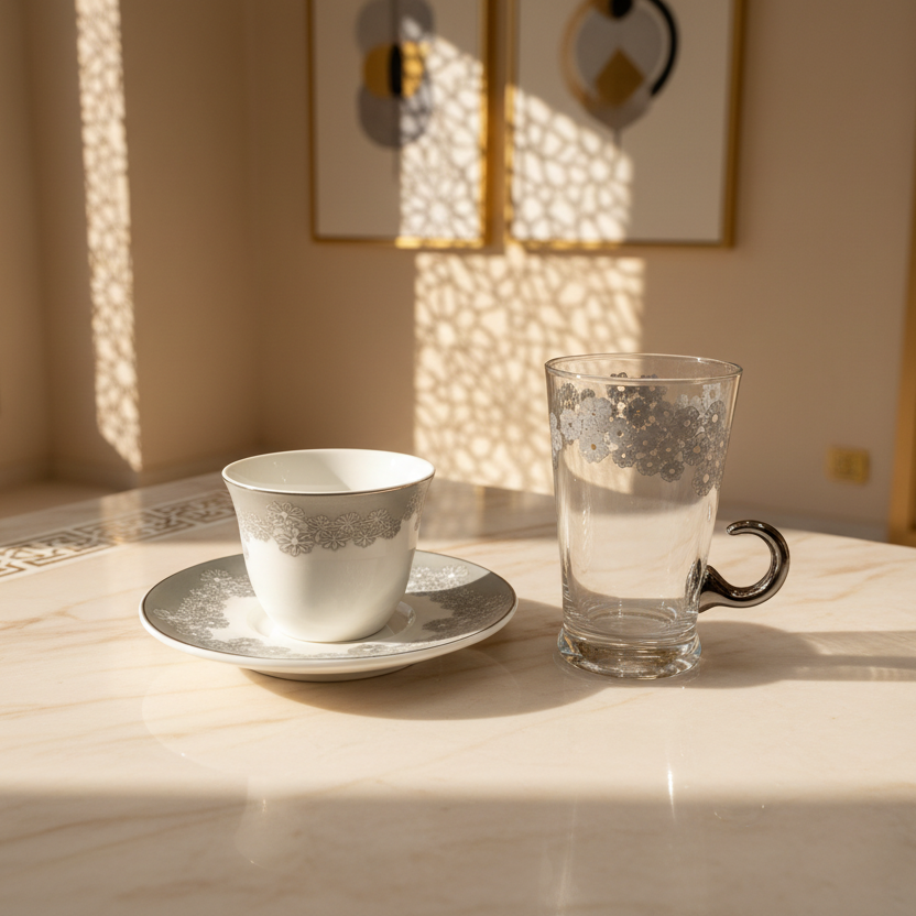 طقم استكانة وفنجان 18قطعة