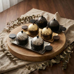 صينية تقديم مستطيلة مع وعائين