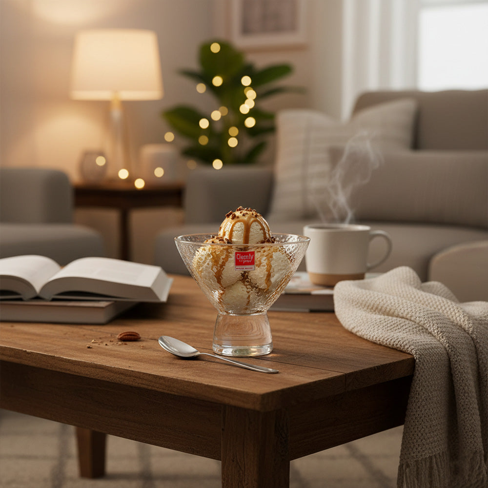 طقم أوعية حلوى زجاجية مكون من 3 قطع، سعة 225 مل