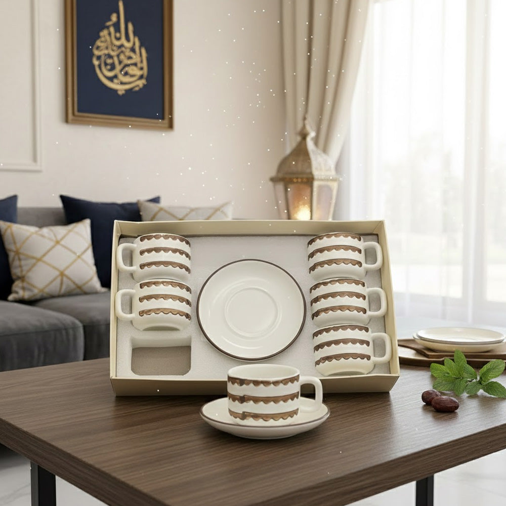 طقم فناجين وصحون قهوة 12 قطعة