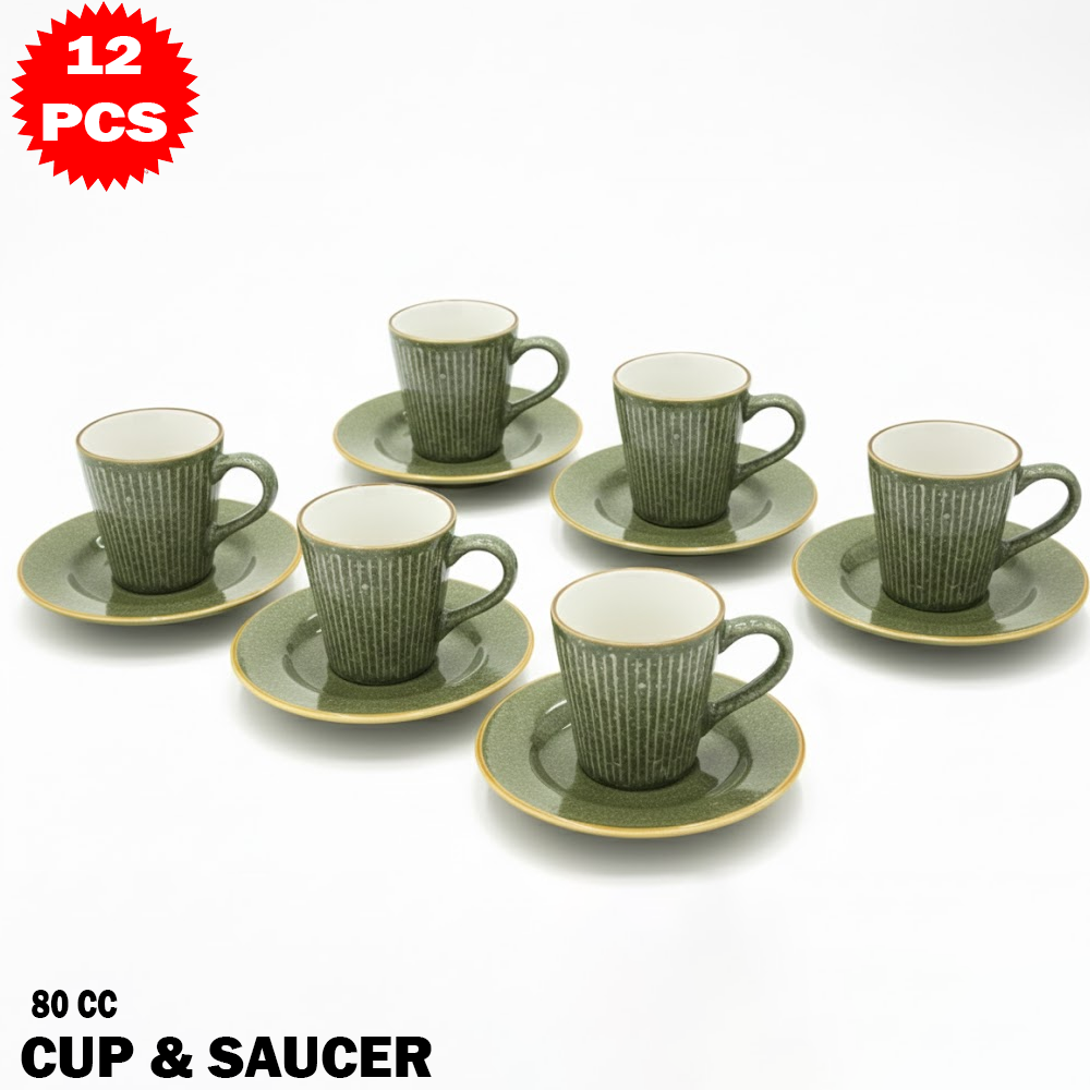 طقم فناجين مع صحون – 12 قطعة (80 مل)