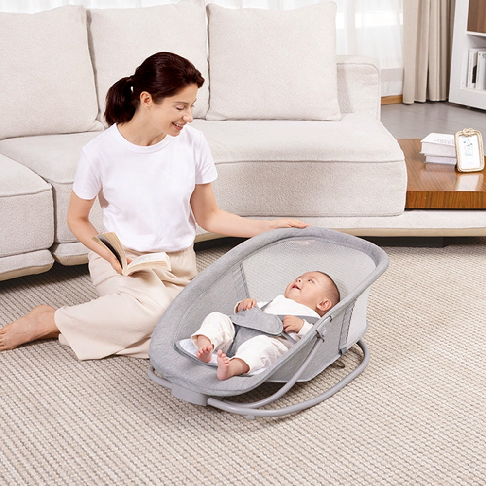 كرسي هزاز مع مظلة وألعاب قطيفة