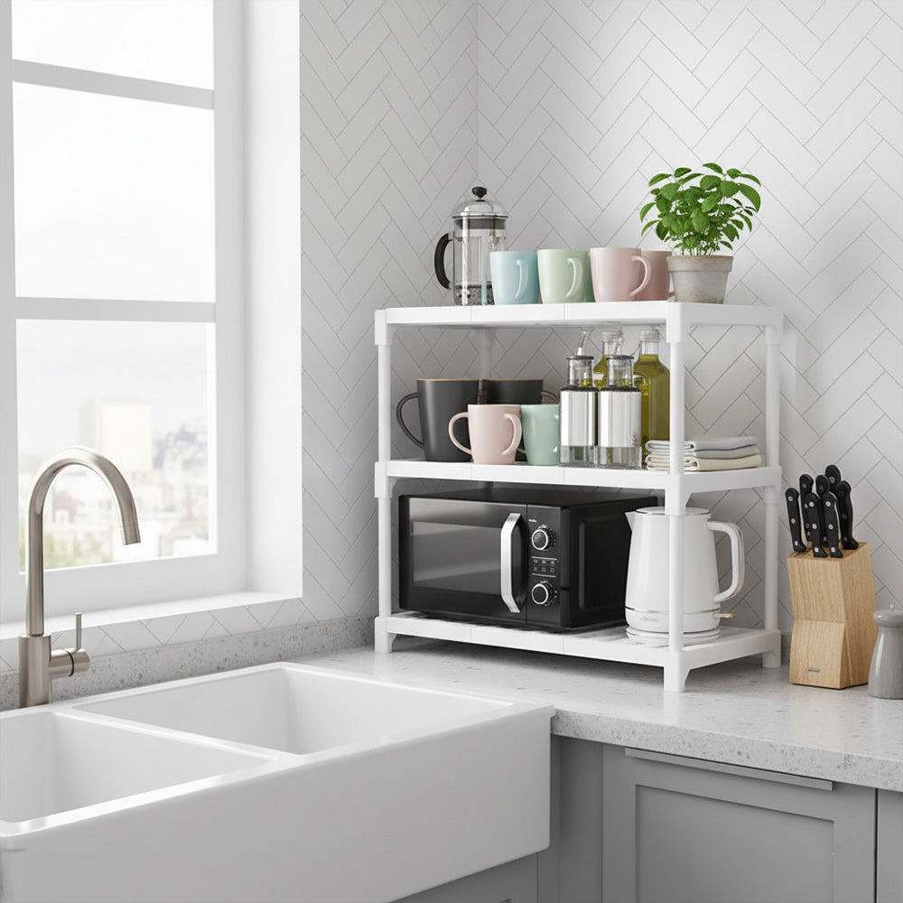 رف تخزين المطبخ ثلاثي الطبقات