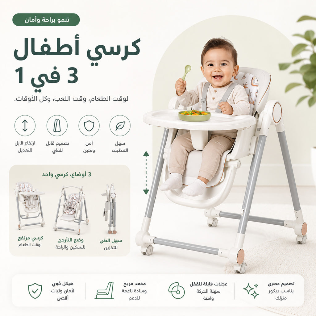كرسي أطفال قابل للطي وأرجوحة