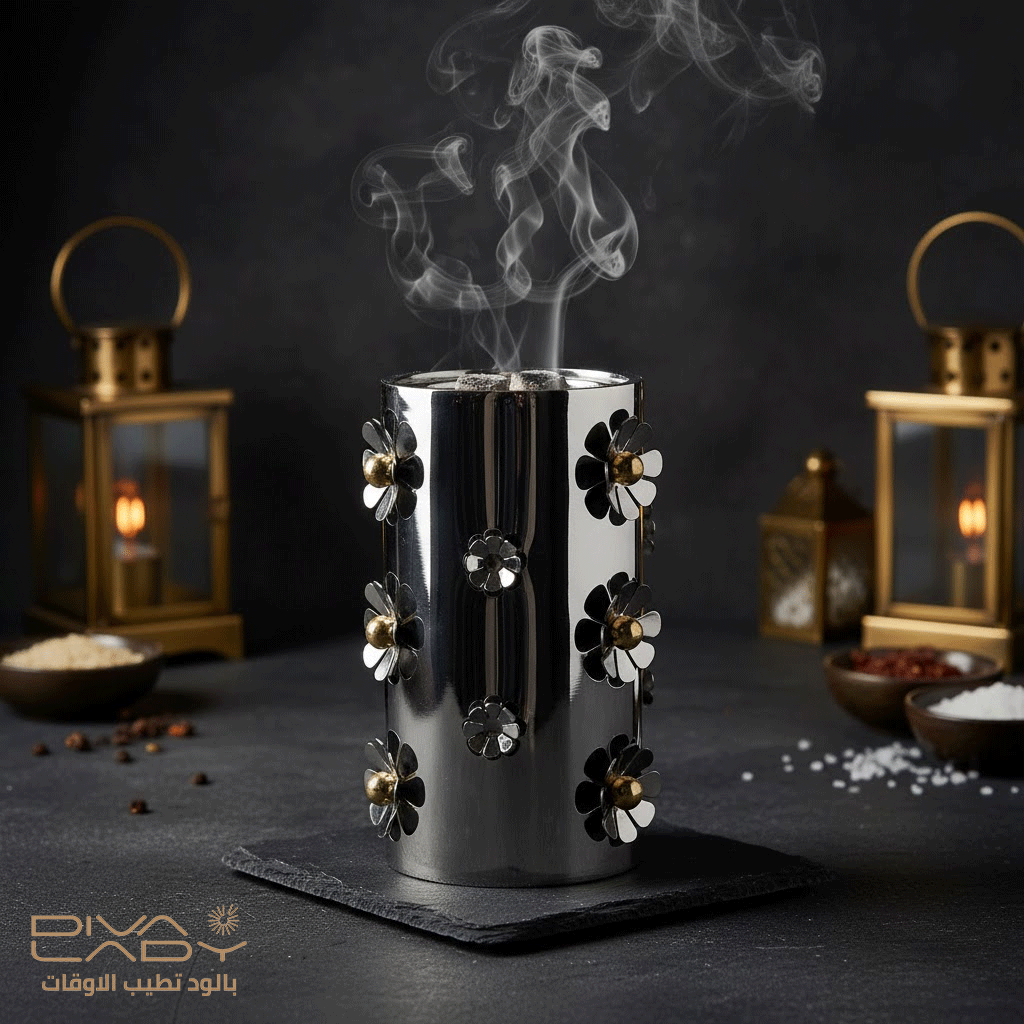 مبخرة فاخرة معدنية بزخارف ورد معدنية من ديفا ليدي