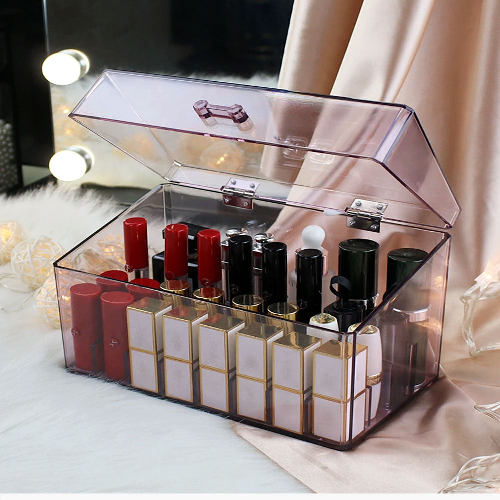 صندوق تخزين أحمر الشفاه الشفاف