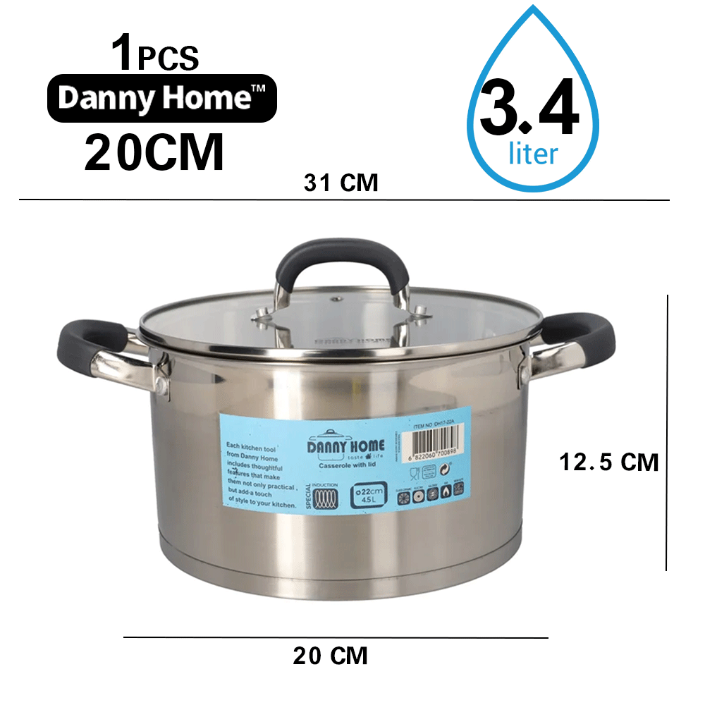 قدر طبخ طويل ستانلس بغطاء