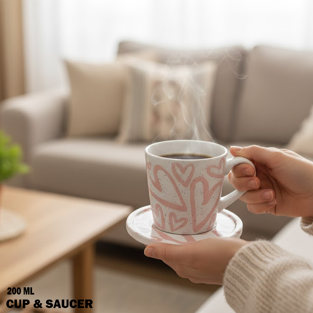 فنجان قهوة سيراميك مع صحن 200 مل