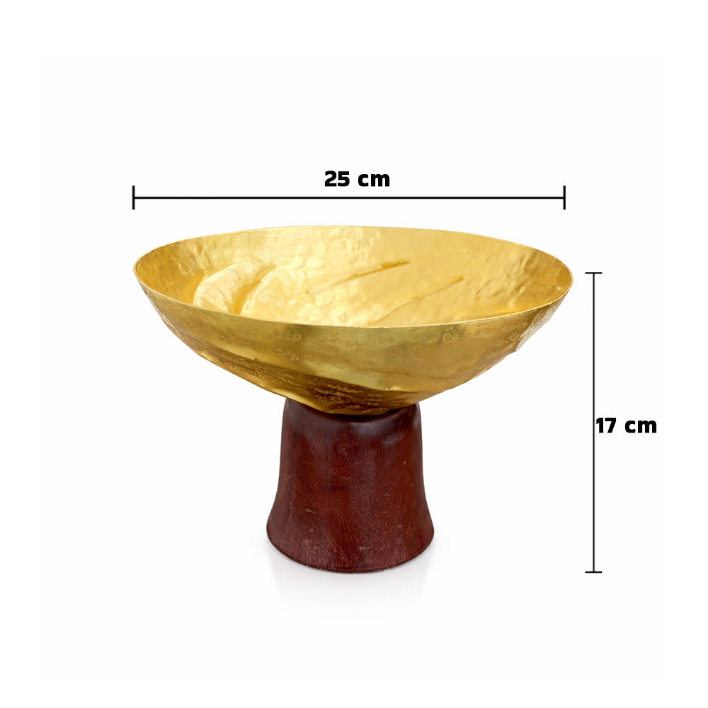 وعاء بقاعدة خشبية - وسط