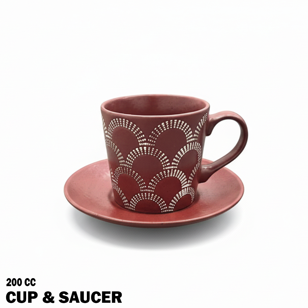 طقم فناجين مع صحون – 12 قطعة (200 مل)