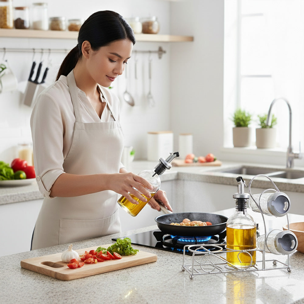 حامل موزع الزيت/الخل/الملح/الفلفل 5 قطع