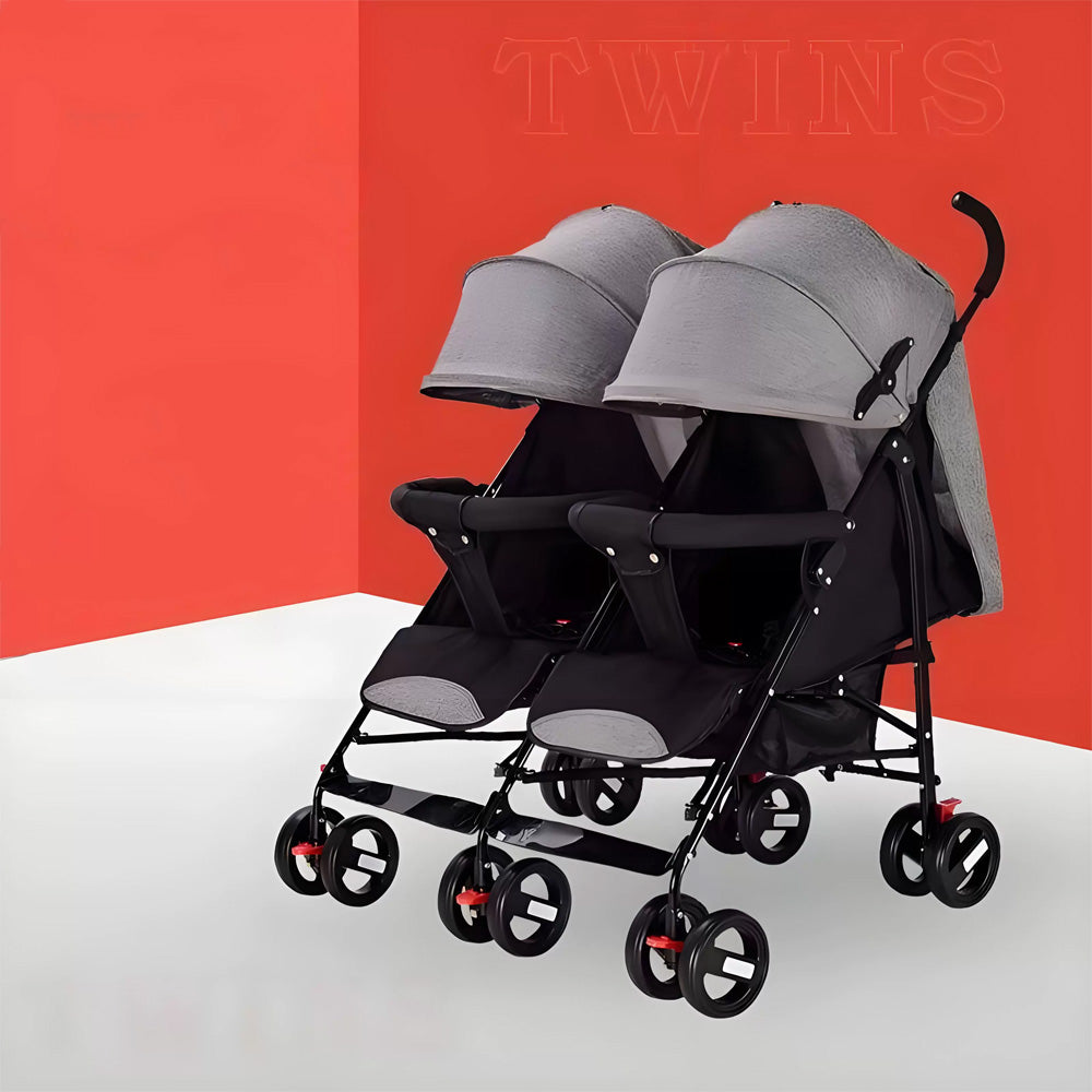 عربة أطفال توأم قابلة للطي،