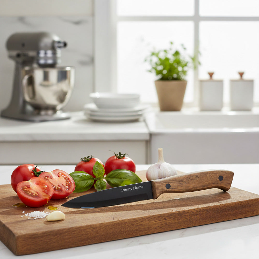 سكين متعدد الاستخدامات من الفولاذ المقاوم للصدأ باللون الأسود 22 سم