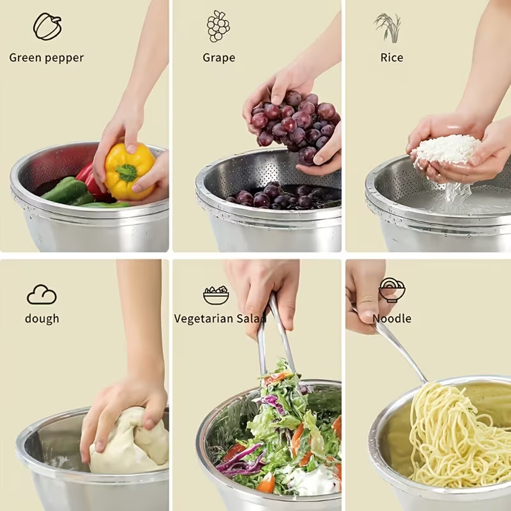 طقم مصفاة ووعاء ستانلس