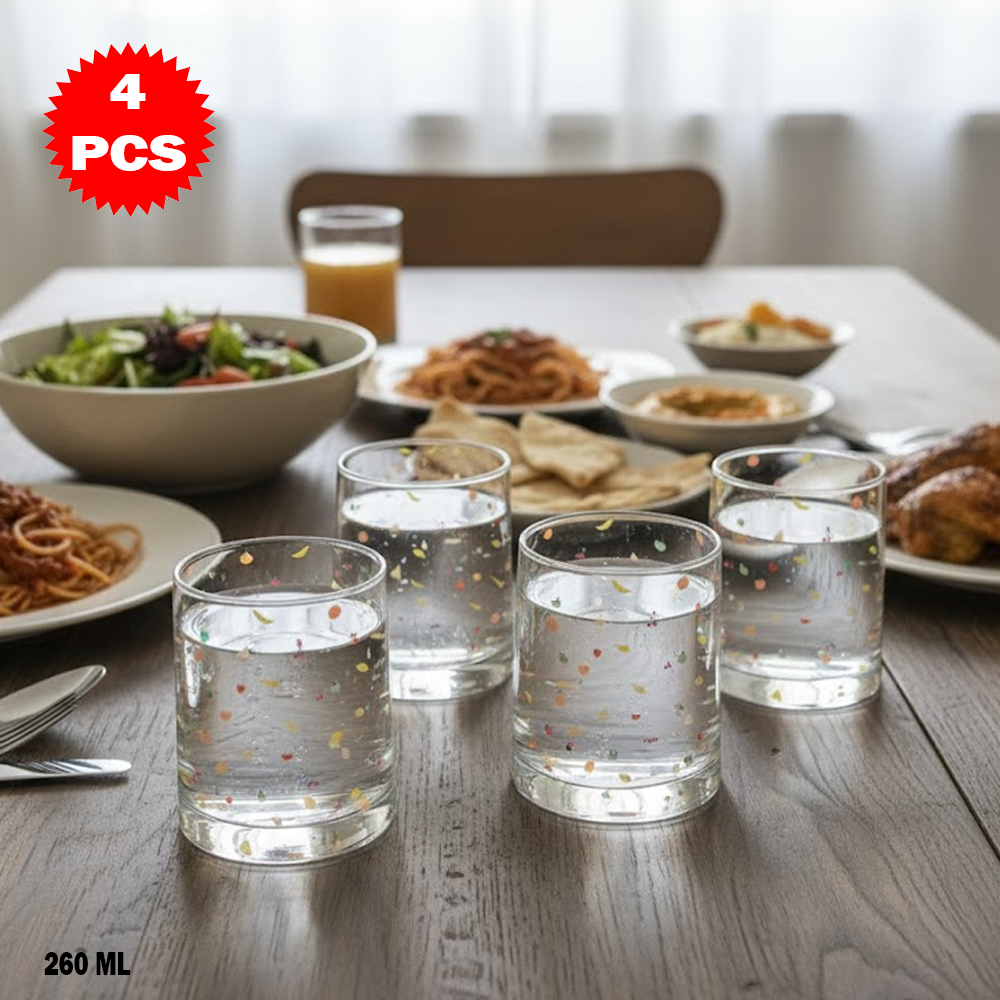 طقم أكواب زجاجية فاخرة – 4 قطع (260 مل)