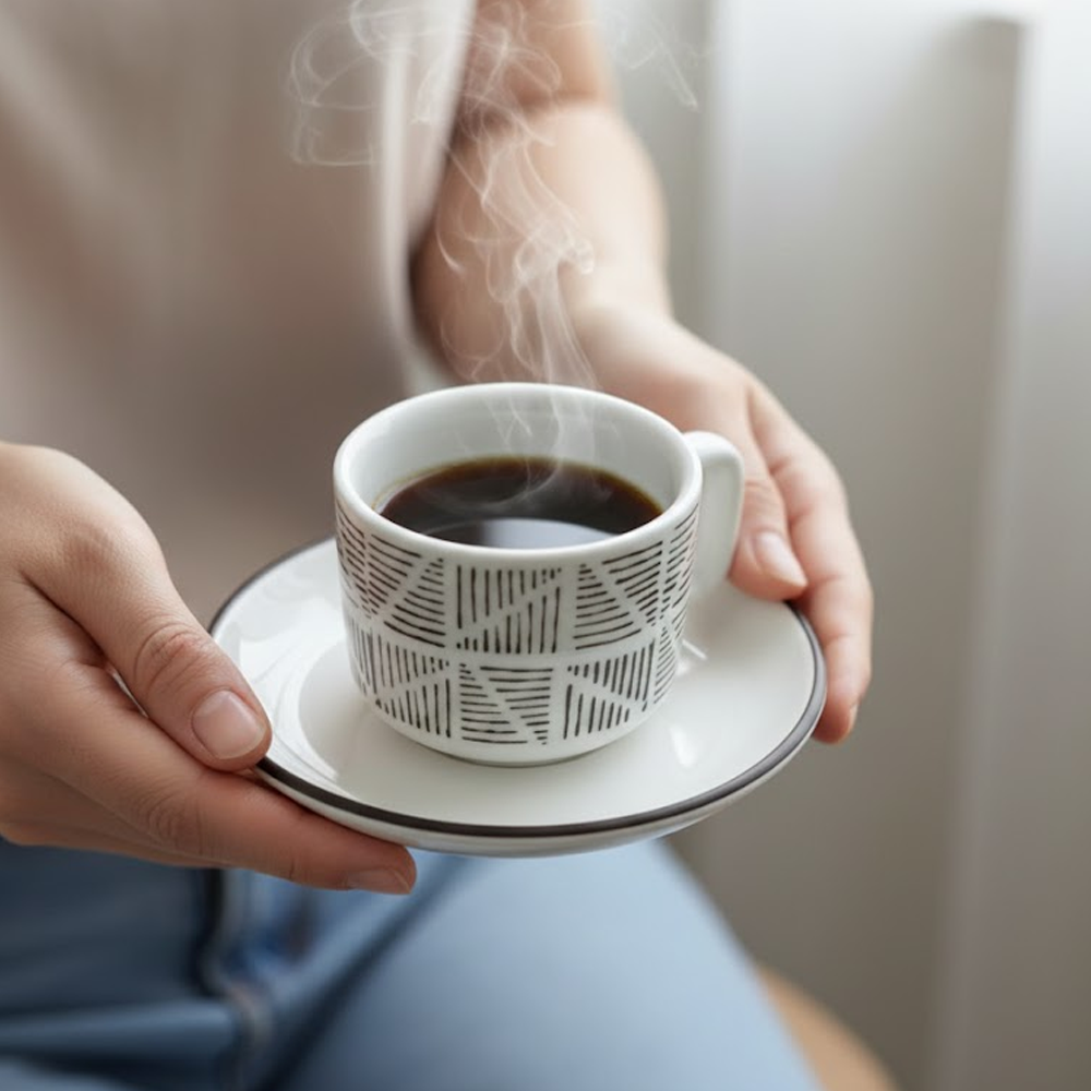 طقم فناجين وصحون سيراميك 12قطعة