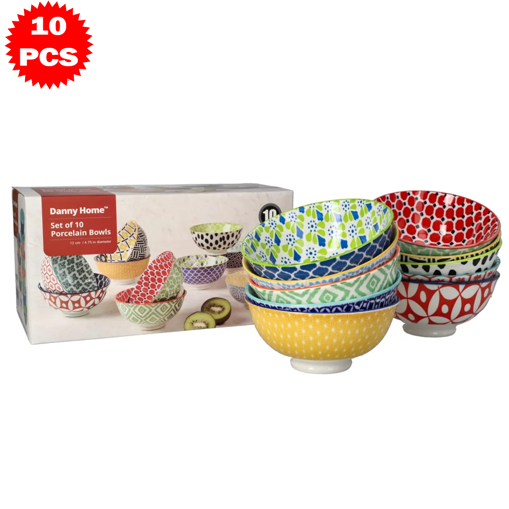 طقم أطباق تقديم ملونة – 10 قطع