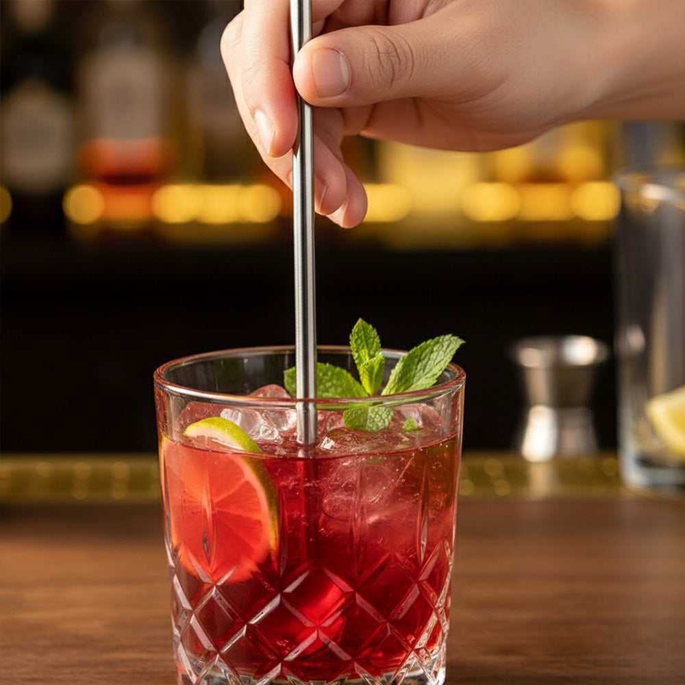 ملعقة قش من الفولاذ