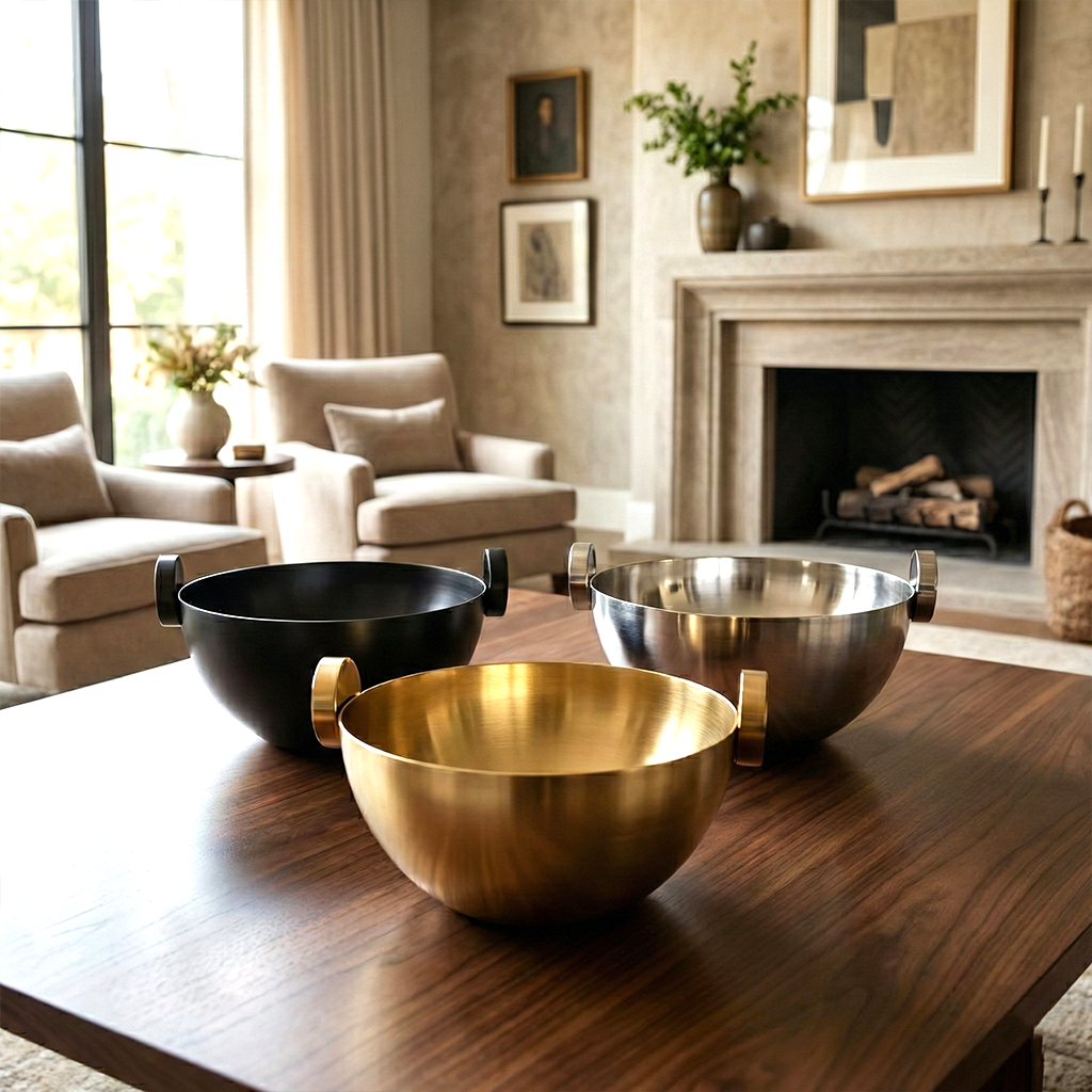 وعاء تقديم معدني وسط