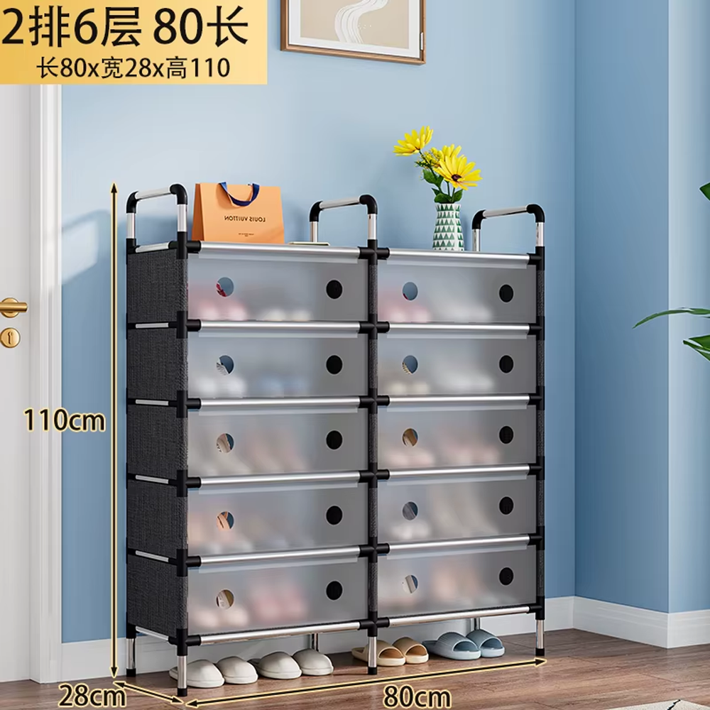 خزانة أحذية متعددة الطبقات بواجهات سحب شفافة