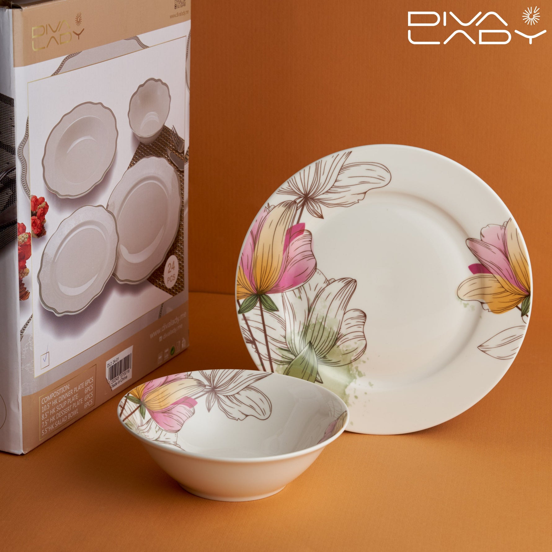 طقم سفرة نقشة زهرة كبيرة