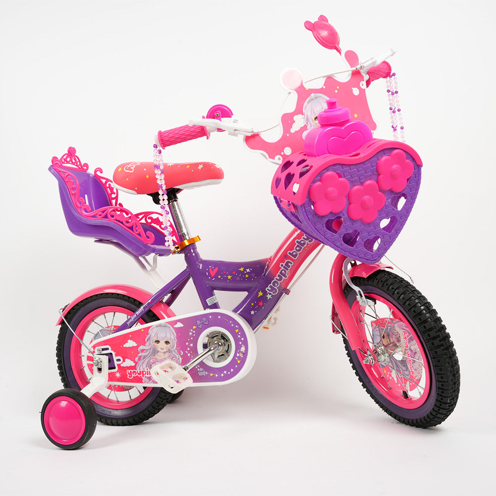 دراجة  للأطفال مع سلة وعجلات تدريب