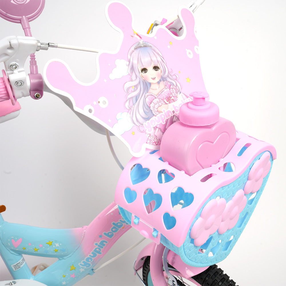 دراجة  للأطفال مع سلة وعجلات تدريب