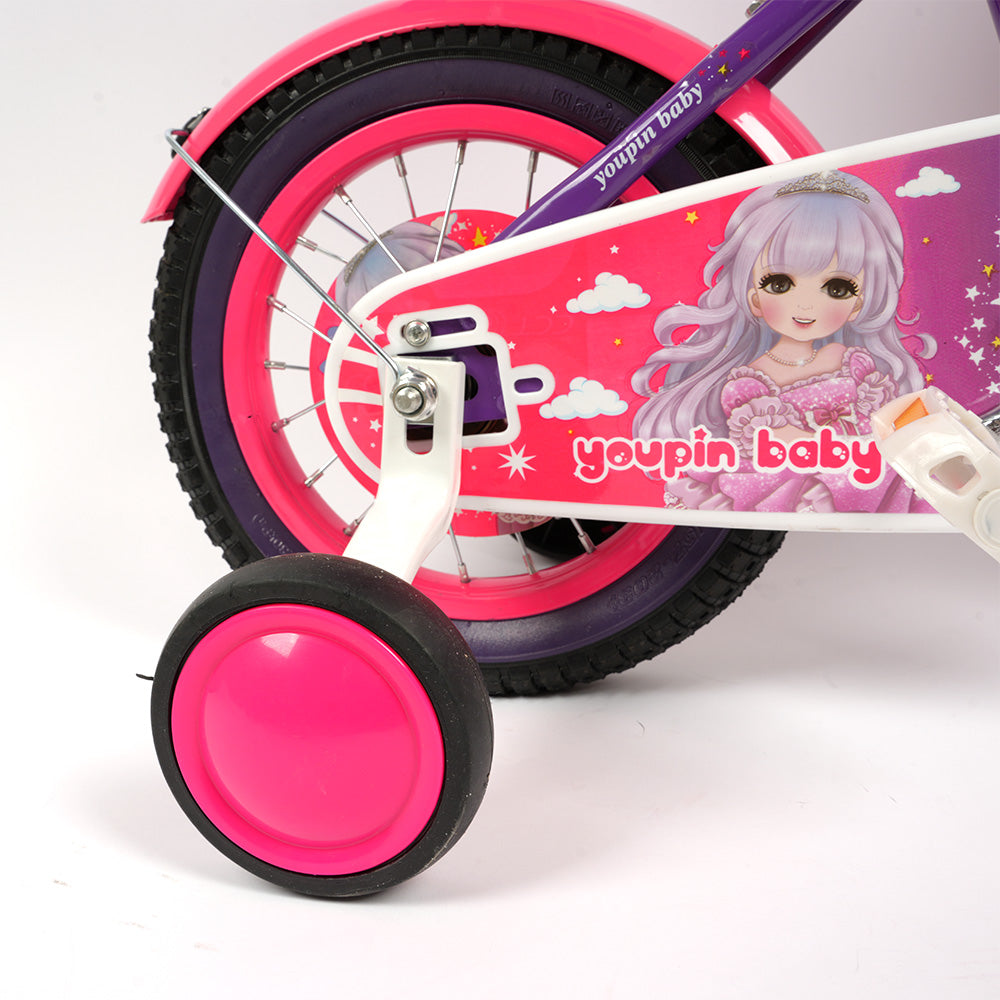 دراجة  للأطفال مع سلة وعجلات تدريب