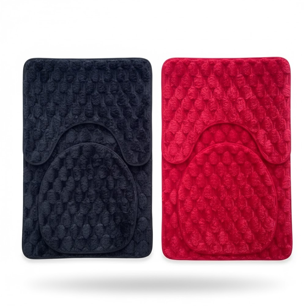 طقم سجاد حمام من 3 قطع مضاد للانزلاق