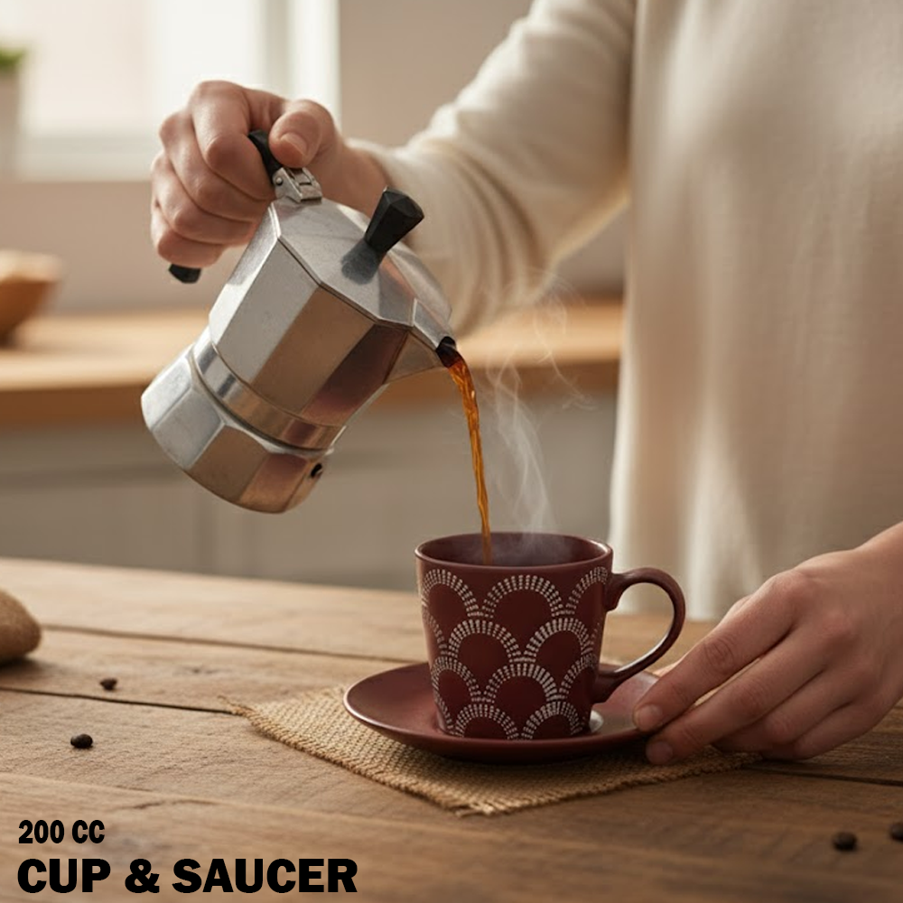 طقم فناجين مع صحون – 12 قطعة (200 مل)