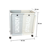 سلة غسيل مكونة من حجرتين مع غطاء