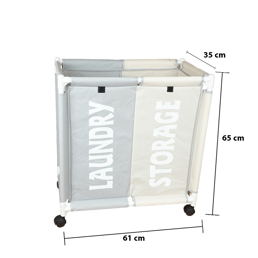 سلة غسيل مكونة من حجرتين مع غطاء