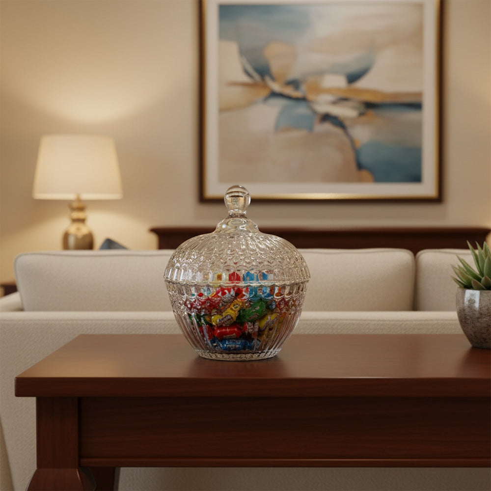 مجموعة وعاء السكر الزجاجي مع غطاء 3 قطع، 12.5 سم