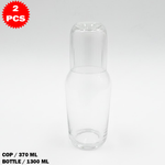 طقم قارورة وكوب زجاجي شفاف