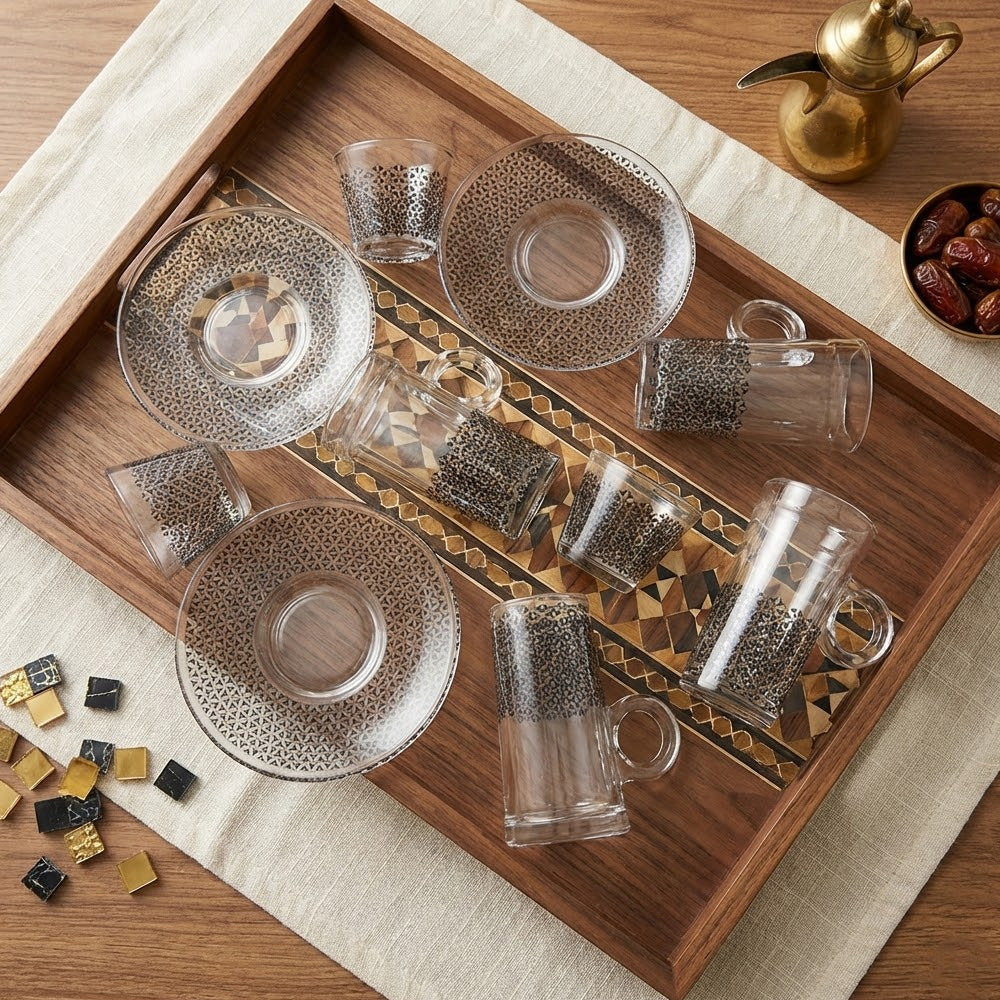 طقم استكانة وفنجان 18 قطعة