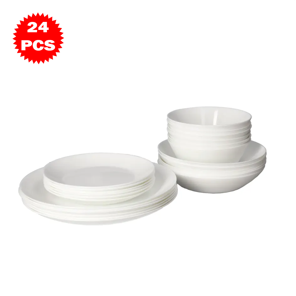طقم عشاء أبيض أنيق ٢٤ قطعة