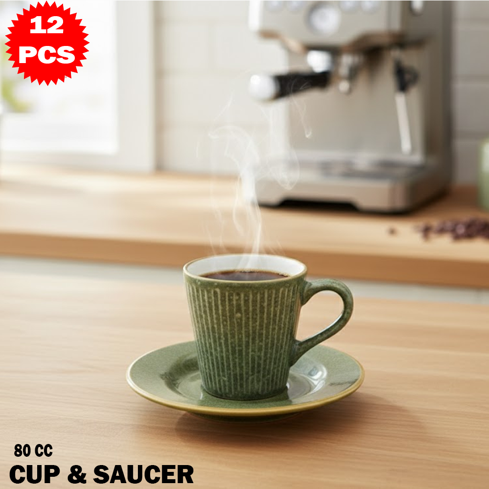 طقم فناجين مع صحون – 12 قطعة (80 مل)